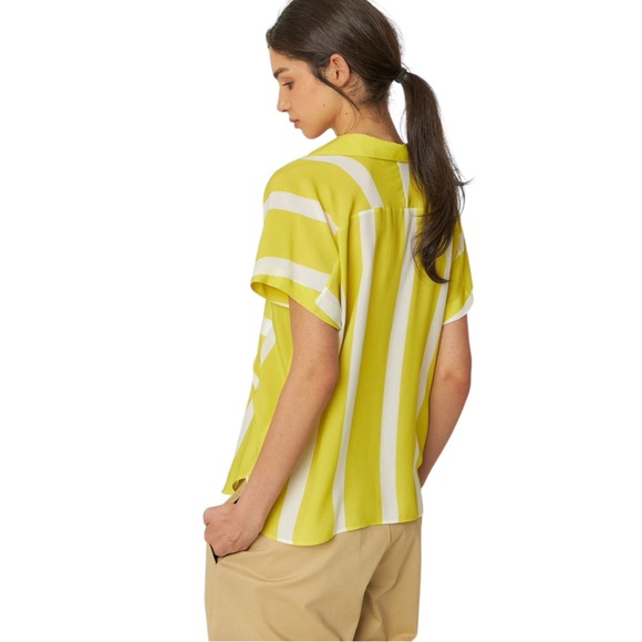 SKFK UMA Yellow White Stripe Viscose Button Up Shirt Medium Reg. $139 NWT - Picture 4 of 12
